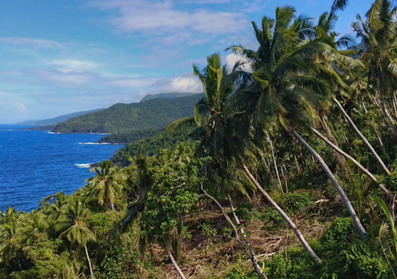 The pointy finger like rock outcropping in the distance is our destination.